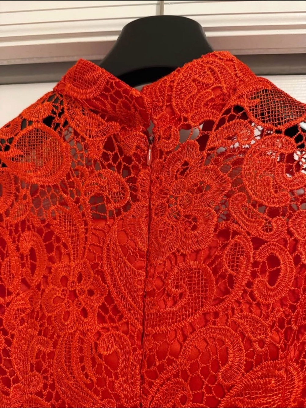 Women's Red Lace High-Neck Dress